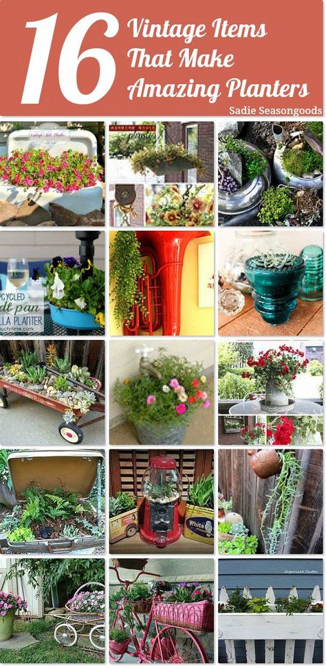 Upcycled Planter, Unique Garden Art, Planter Project, Planters Garden, Garden Decoration Ideas, Garden Junk, Unique Planter, Tomato Garden, Garden Containers