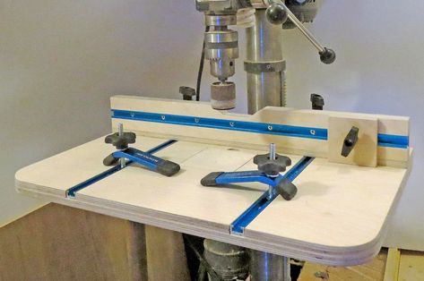 DIY Woodworking Drill Press Table Plans | WoodWorkers Guild of America Drill Press Table Plans, Woodworking Drill Press, Drill Press Stand, Press Table, Jigsaw Projects, Woodworking Jigsaw, Drill Press Table, Woodworking Jig, Woodworking Hand Tools