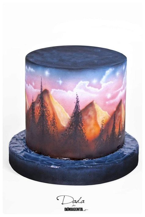 Airbrush Cake Designs, Airbrushed Cakes, Mountain Cake, Airbrush Cake, Grooms Cakes, Beautiful Cake Designs, Cake Photos, Cake Supplies, New Cake