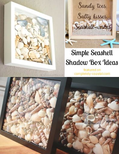 DIY Framed Shell Wall Art - Coastal Decor Ideas and Interior Design Inspiration Images Ideas With Shells, Sea Shell Shadow Box, Shadow Box Decor, Seashell Shadow Boxes, Shadow Box Ideas, Seashell Display, Seashell Art Diy, Shell Display, Seashell Projects