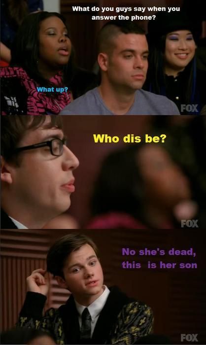 Funny glee meme Glee Funny, Glee Memes, Mark Salling, Mother Died, Glee Quotes, Kurt Hummel, Glee Club, Chris Colfer, Glee Cast