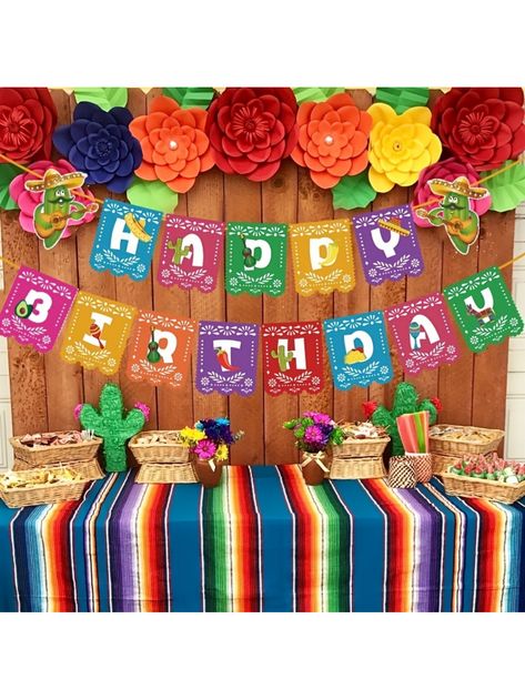 Multicolor  Collar  Paper   Embellished   Event & Party Supplies Fiesta Backdrop Ideas, Latin Themed Party, Mexico Decorations, Mexican Birthday Party Decorations, Flag Party Decorations, Fiesta Theme Party Decorations, Loteria Party, Mexican Theme Party Decorations, Mexican Festival