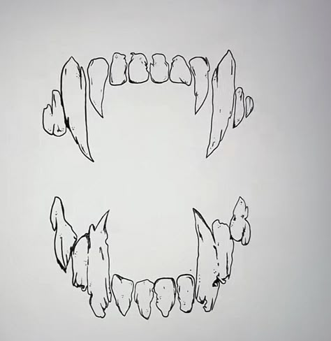 Fang Tattoo Teeth, Vampire Jaw Tattoo, Fangs Drawings, Vampire Fangs Tattoo, Vampire Teeth Drawing, Fangs Tattoo, Barb Wire Tattoo, Dark Tattoos For Men, Leo Gifts