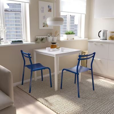 Dining Room Sets - Affordable and Modern - IKEA Small Dining Table Set, Small Dining Table, Steel Chair, Matching Chairs, Blue Table, Blue Chair, Small Dining, White Table, Table And Chair Sets