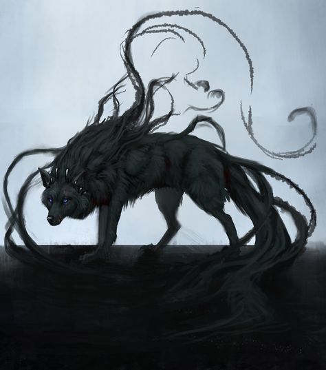 Pet Anime, Shadow Wolf, Creature Fantasy, Wolf Artwork, Dark Creatures, Fantasy Wolf, Werewolf Art, Mythical Animal, Canine Art