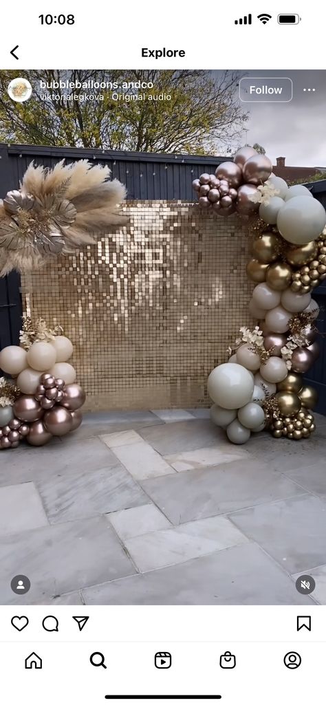 70th Balloon Arch, White Gold Silver Party Decorations, 70th Birthday Balloon Arch, Boho 21st Birthday Party Ideas, Neutral Sweet 16, Birthday Party Colour Schemes, Bubbles And Pearls Party, 21st Birthday Colour Themes, 20th Anniversary Party Ideas Decoration