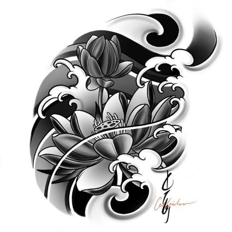 Japan Flowers Tattoo, ကြာပန်း Tattoo, Flower Tattoo Designs Sketches, Japanese Flowers Tattoo Design, Japanese Tattoo Art Flower, Japanese Lotus Flower Tattoo Design, Japanese Sleeve Tattoo Design, Japanese Traditional Tattoo Design, Flower Japanese Tattoo