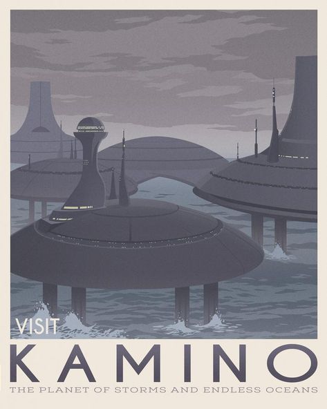 Kamino Star Wars, Jedi Design, Star Wars Travel Posters, Boba Fett Art, Darth Vader Art, Star Wars Planets, Planet Poster, Star Wars Background, Jango Fett