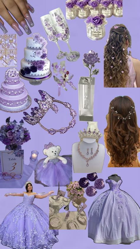 Quince, Quinceanera, Collage, Purple, Dresses, White