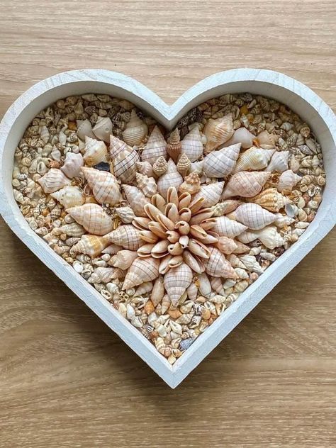 Seashell Aesthetic, Seashell Shadow Boxes, Seashell Jewelry Diy, Pawleys Island South Carolina, Seashore Decor, Shell Candle Holder, Flower Hearts, Shell Diy, Sharks Teeth