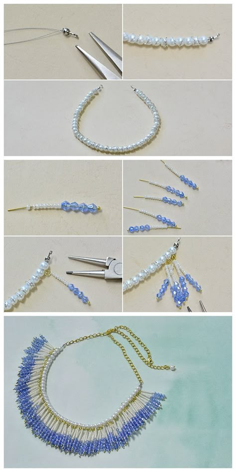 Diy Beaded Necklace, Jewelry Designs Ideas, Necklace Big, Beaded Necklace Designs, Bracelet And Necklace, Handmade Jewelry Tutorials, Handmade Fashion Jewelry, Handmade Jewelry Designs, Homemade Jewelry