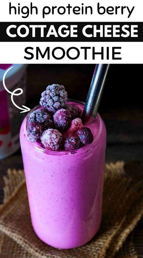 Mixed Berry Cottage Cheese Smoothie Cottage Cheese Smoothie Healthy, Blueberry Cottage Cheese Smoothie, Cottage Cheese Smoothie Recipes, Paleo Smoothies, Cottage Cheese Smoothie, Mango Banana Smoothie, Mango Pineapple Smoothie, High Protein Smoothies, Berry Smoothie Recipe