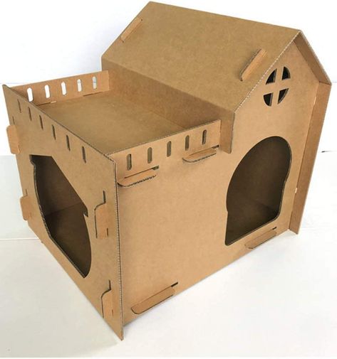 AmazonSmile : Seny Cardboard Cat House Cat Houses & Condos W22 x D18 x H21 : Pet Supplies Cat House Diy Cardboard, Crush Test, Cardboard Cat House, Cardboard Cat, Cat Houses, Cat House Diy, House Cat, Cardboard House, Cat Condo