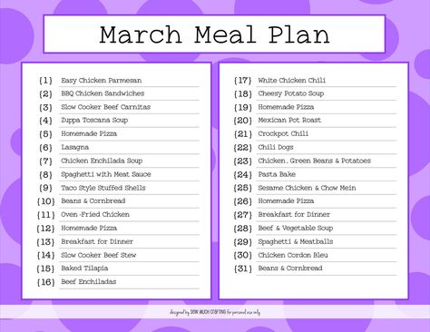 Yikes, here we are, another month into 2021… Can you believe it?! I’m popping in with our monthly meal plan today (and a free printable if you scroll down to the bottom). I have to be honest, we didn’t really stick to last month’s meal plan BUT we did *mostly* stick to meals I had planned….. Basically we didn’t have the planned meals on the exact days I planned, but it did help to have the ideas listed out ahead of time so we have something to work with. March Meal Plan, Homemade Pizza Oven, Monthly Meal Plan, Beans And Cornbread, Monthly Menu, Bbq Chicken Sandwich, Meal Planning Menus, Spaghetti Meat Sauce, Best Planner