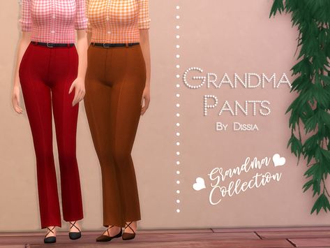 Granny Clothes, Grandma Pants, Flare Pants Pattern, Sims 4 Clothing Sets, Grandma Dress, Grandma Clothes, Leaf Skirt, Pleated Skirt Short, Sims 4 Toddler