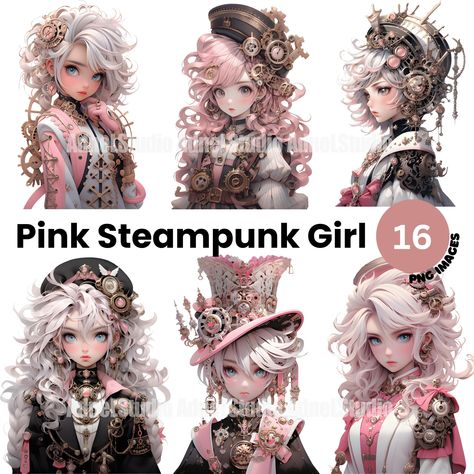 Pink Steampunk Outfit, Pink Steampunk, Steampunk Clipart, Steampunk Lady, Female Pose, Pink Victorian, Female Pose Reference, Girls 16, Victorian Steampunk