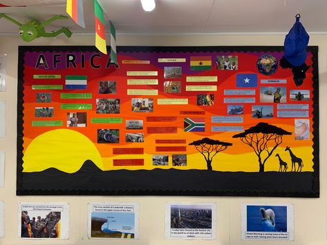 Africa Bulletin Board Ideas, Geography Display Secondary, Vrtic Ideje, Secondary School Classroom, United Nations Day, Around The World Theme, School Fair, Night Owls, School Displays