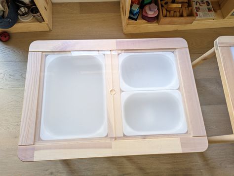 Acrylic Tops for Flisat Table | Upgrade your sensory table — The Creative Learning Co. Flisat Sensory Table, Ikea Bins, Preschool Tables, Ikea Flisat Table, Flisat Table, Ikea Flisat, Fine Motor Development, Toddler Table, Motor Development