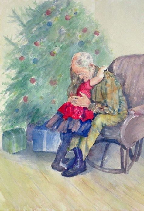 Christmas Art Print, My Uncle, Watercolor Portrait, White Mat, My Cousin, Gift For Christmas, A Relationship, Christmas Art, Christmas Gift