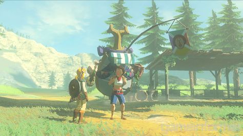 New Breath of the Wild Screens Confirm Returning Character  Fans thought they'd spotted him previously and now it's confirmed - Beedle the merchant will be returning to the series in The Legend of Zelda: Breath of the Wild.  Revealed by GameInformer as part of a batch of new screenshots the character - who first appeared in The Legend of Zelda: The Wind Waker - now carries a gigantic beetle-shaped backpack.  Continue reading  https://www.youtube.com/user/ScottDogGaming @scottdoggaming The Wind Waker, List Of Characters, Zelda Breath Of The Wild, Wind Waker, Zelda Art, Legend Of Zelda Breath, Zelda Breath, Breath Of The Wild, The Legend Of Zelda