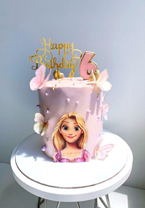 6year Birthday Cake, Simple Rapunzel Cake, Rapunzel Birthday Cake Ideas, Cakes For 5 Year Girl, Cake For 7 Year Girl, Rapunzel Birthday Cake Simple, Birthday Cake For 6 Year Girl, 6 Year Birthday Cake, Birthday Cake For 5 Year Girl