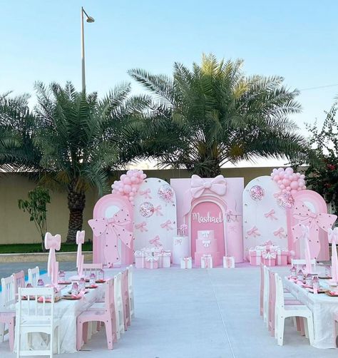 Coquette Backdrop Party, Coquette Backdrop, Fancy Baby Shower, Coquette Party, Birthday Room Decorations, Bow Party, Bow Baby Shower, Ballerina Birthday Parties, Pink Birthday Party