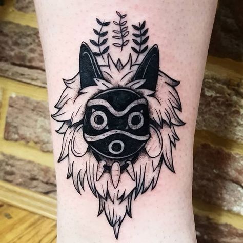 Princess Mononoke Mask, Mononoke Mask, Princess Mononoke Tattoo, Acab Tattoo, Ghibli Tattoos, Studio Ghibli Tattoo, Awesome Tattoo Ideas, Romantic Tattoo, Spirit Tattoo