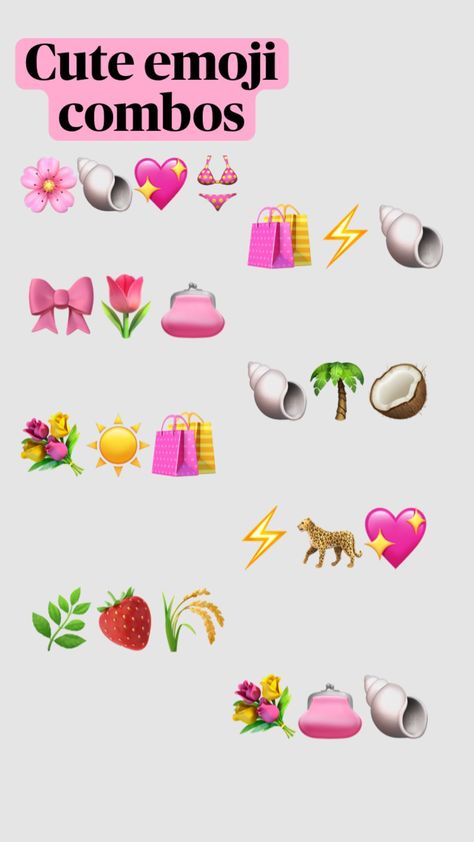 Cute emoji combos!✨#emojis #preppy #flowers #coconutgirl #beachvibes Cute Emoji Combos, Preppy Flowers, Good Apps For Iphone, Cute Emoji Combinations, Emoji Combos, Healthy Starbucks Drinks, Healthy Starbucks, Emoji Combinations, Emoji For Instagram