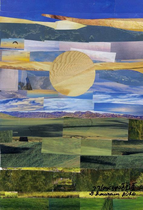 Paper Collage on paper, Landscape Collage Landscape Art, Collage Scenery, Nature Collage Art, Landscape Collage Art, Zine Collage, Textured Collage, Health Architecture, Composite Images, Landscape Collage