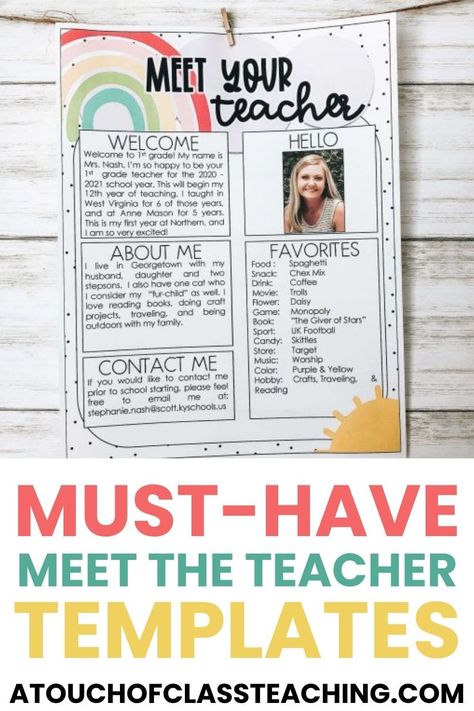 Get To Know The Teacher Template, Meet Your Teacher Ideas, Teacher Meet And Greet Ideas, Meet The Teacher Preschool, Welcome Letter To Students From Teacher Back To School, All About Me Teacher Template, Preschool Meet The Teacher Ideas, About Me Teacher Template, Meet The Teacher Letter