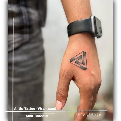 Triangle Hand Tattoo, Tattoo Designs Men Small Hand, Small Hand Tattoo Designs Men, Boys Tattoo Hand, Tattoo Ideas For Men Neck, Finger Tats Men, Small Tattoos For Boys, Hand Tattoo Meaning, Boys Hand Tattoo