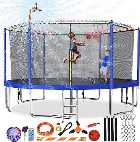 Super Bounce Trampoline】Super bounce and much more superior weight capacity. Reinforced trampoline jumping mat uses heavy-duty stitching technology to provide longer service life and better bounce, passed American UV standard 5000hours test Trampoline Jumping, Trampoline Jump, Hoop Net, Trampoline For Kids, Outdoor Trampoline, Backyard Trampoline, Kids Trampoline, Trampoline Workout, Outdoor Play Equipment