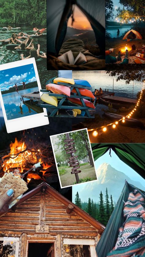 #camp #camping #summer #summervibes #summernights #myfirstshuffle #moodboard #woods #collage Camp Moodboard, Summer Camp Background, Summer Camp Collage, Pennant Hoodie, Summer Camping Photography, Summer Collages, Camping Sunset Aesthetic, Earth Aesthetic, Camping Summer