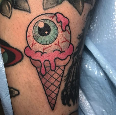 Jewlery Tattoo, Ice Cream Tattoo, Eyeball Tattoo, Rip Tattoo, Tattoo Son, Flash Ideas, Old School Tattoo Designs, Tatuaje A Color, Traditional Tattoo Design