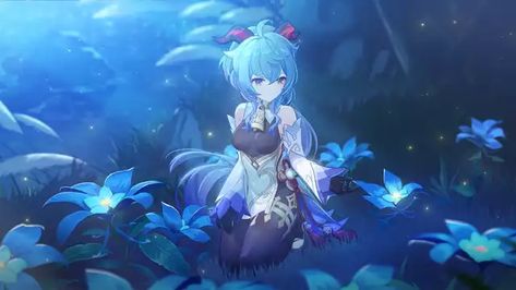 Anime Character, Genshin Impact, Gif, Wallpapers, Flowers, Anime, Blue