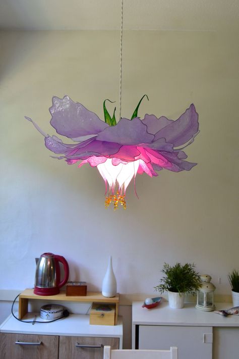 Fairytale Home, Accent Lamps, Flower Chandelier, Flower Lamp, Cute Bedroom Decor, Cute Room Ideas, Handmade Lamps, Pretty Decor, Cute Home Decor