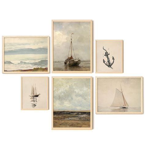 PRICES MAY VARY. Captivating Vintage Coastal Wall Art - Vintage Nautical Poster: Elevate your space with coastal wall art that exudes timeless allure. Perfect for coastal farmhouse decor and adding a vintage antique touch to your home decoration, living room, bedroom, kitchen Vintage Ocean Poster Set: 2 posters sized 12x16 inches, 2 posters 11x14 inches, and 2 posters 8x10 inches, offering versatile display for your rustic ocean wall decor and coastal country bathroom decor Perfect Gift for Ocea Coastal Cottage Wall Decor, Ocean Nursery Wall Art, Antique Coastal Decor, Vintage Coastal Aesthetic, Classy Nautical Decor, French Country Coastal, Vintage Coastal Decor, Nautical Pictures, Boat Artwork