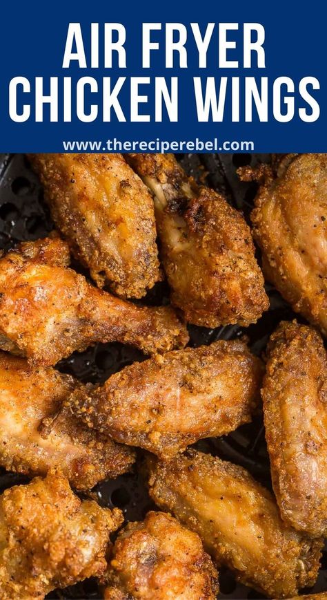 These Air Fryer Chicken Wings are SERIOUSLY crispy! Served with your favorite sauc… in 2022 | Air fryer dinner recipes, Air fryer recipes healthy, Air fryer recipes chicken Crispy Air Fryer Chicken Wings, Air Fryer Recipes Chicken Wings, Wings Crispy, Crispy Air Fryer Chicken, Air Fry Chicken Wings, Air Fryer Wings, Crispy Chicken Wings, Air Fryer Chicken Wings, Air Fryer Oven Recipes