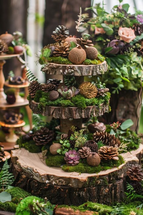 Discover the charm of a fairytale wedding with favors nestled on mossy layers and rustic wood. 🌿✨ Picture-perfect inspiration for your enchanted nuptials. #WeddingFavors #GardenWedding #FairyTaleWedding #RusticChic #EnchantedForest #WeddingInspiration #NaturalWedding #WhimsicalWedding Magic awaits at the end of this aisle! Enchanted Forest Favors, Enchanted Forest Centerpieces, Forest Wedding Favors, Woodland Wedding Favors, Favor Display, Enchanted Forest Wedding, Whimsical Wedding, Woodland Wedding, Fairy Tale Wedding