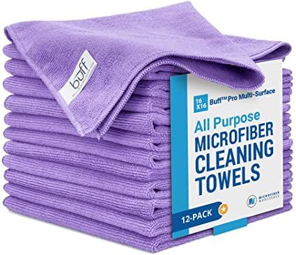 Amazon.com: Buff Microfiber Cleaning Cloth | Purple (12 Pack) | Size 16" x 16" | All Purpose Microfiber Towels - Clean, Dust, Polish, Scrub, Absorbent : Health & Household Microfiber Towel Cleaning, Start Cleaning, Cleaning Cloths, Microfiber Cleaning Cloths, Microfiber Towel, Clean Microfiber, Microfiber Cloth, Car Wash, Cleaning Tools