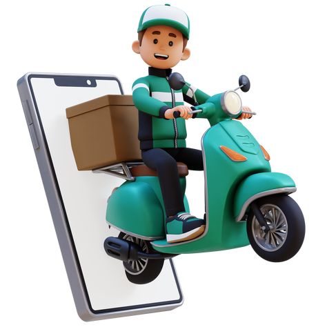 3D Delivery Man Character Deivering Package with a Scooter Man Icon, Wedding People, Man Character, Game Logo, Logo Banners, Cityscape Photos, Nature Backgrounds, Heart With Arrow, Delivery Man