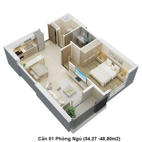 Apartment 2 Bedroom Interior Design, Apartment Design Plan, Layout Apartment, Small Apartment Plans, Studio Apartment Floor Plans, Apartemen Studio, 2d Floor Plan, 3d Floor Plans, 3d Floor Plan