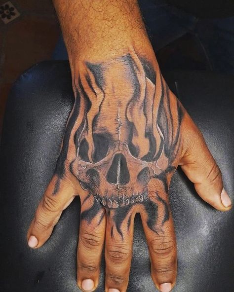 Flame Hand Tattoo Men, Flames Hand Tattoo, Ghostface Hand Tattoo, Money Hand Tattoos For Guys, Hand Tattoos For Guys Men Design, Black Hand Tattoos Men, Dark Hand Tattoos For Men, Hand Tattoos For Guys Ideas Design, Flame Hand Tattoo