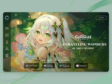 Anime Presentation, Ui Website Design, Nahida Genshin Impact, Anime Website, Desain Ux, Character Web, Login Page Design, Aesthetic Website, Website Banner Design