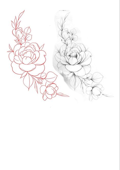 Peony Tattoo Hip Thigh Piece, Peony Tattoo Lower Back, Peony Flower Tattoo Stencil, Pioni Flowers Tattoo Design, Floral Tattoo Stencil Outline, Peonie Tatoos, Peony Tattoo Design Drawing, Peony Flower Tattoos Drawings, Peony Bud Tattoo