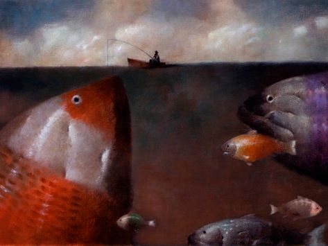 Lost Fish Art, Brad Holland Illustration, Two Rats Van Gogh, The Fisherman John Langan, John Melhuish Strudwick Paintings, Holland Art, Bear Dog, The New Yorker, Fun At Work