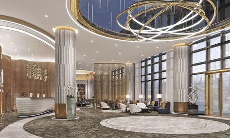 Riverview Hotel on Behance Luxury Hotels Lobby, Hotel Lobby Design, Lobby Interior Design, Luxury Houses Mansions, Aircraft Interiors, School Interior, Mall Design, Most Luxurious Hotels, Column Design