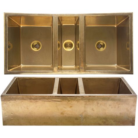 5 Kitchen Sink Ideas We Are Loving for 2020 Bronze Tiles, Brass Kitchen Sink, Rocky Mountain Hardware, Bronze Sink, Brass Kitchen, Kitchen Farmhouse, Bath Hardware, Farmhouse Sink, Kitchen Fixtures