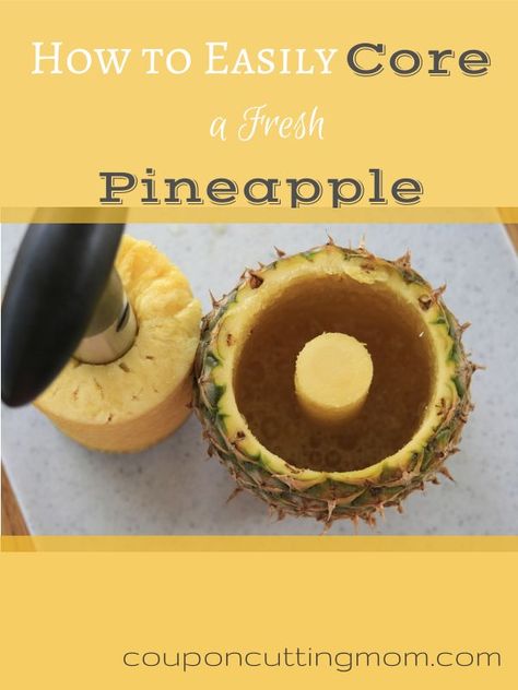 How to Easily Core a Fresh Pineapple! | http://couponcuttingmom.com #amazon #deal Grocery Ideas, Pineapple Core, Pineapple Corer, Kitchen Tricks, Cut Pineapple, Cooking Tutorials, Fresh Pineapple, Cooking Art, Household Tips