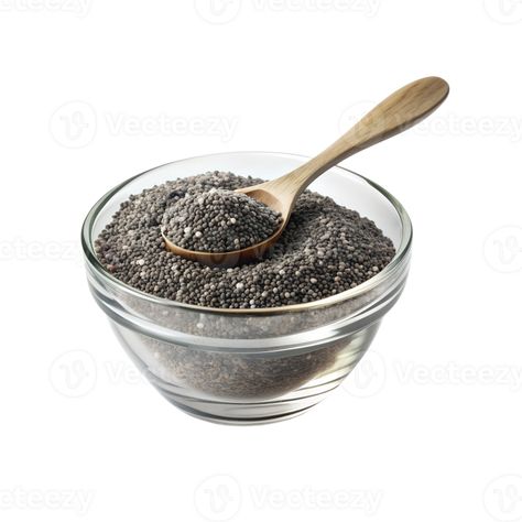 chia seeds in a bowl and spoon on a transparent background Chia Seeds, A Bowl, Free Png, Chia, Transparent Background, Seeds, Royalty, Royalty Free, Bowl